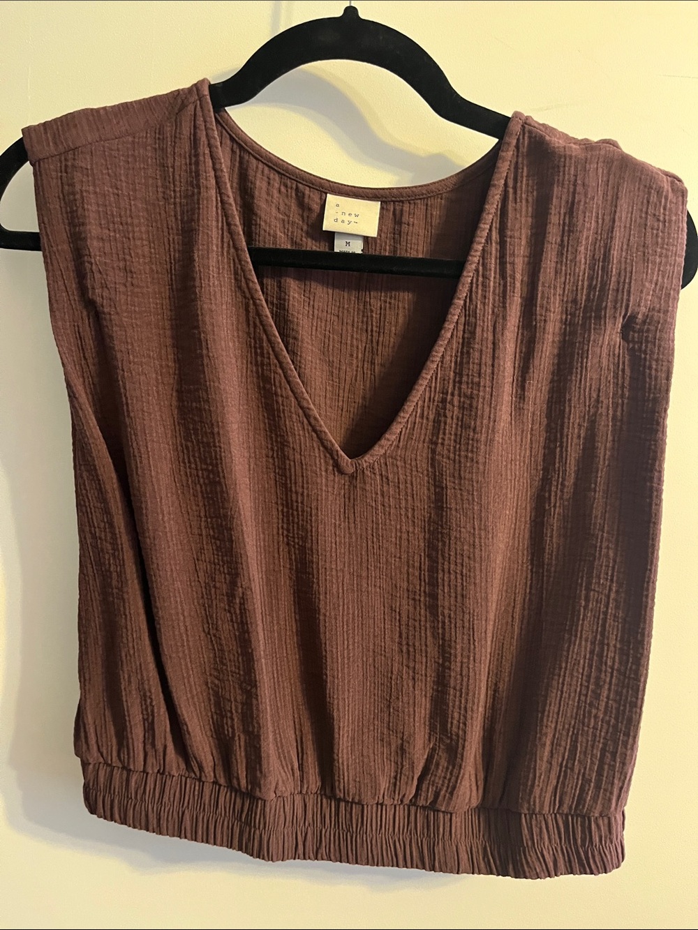 Madewell Chocolate Brown Textured V-Neck Sleeveless Tank